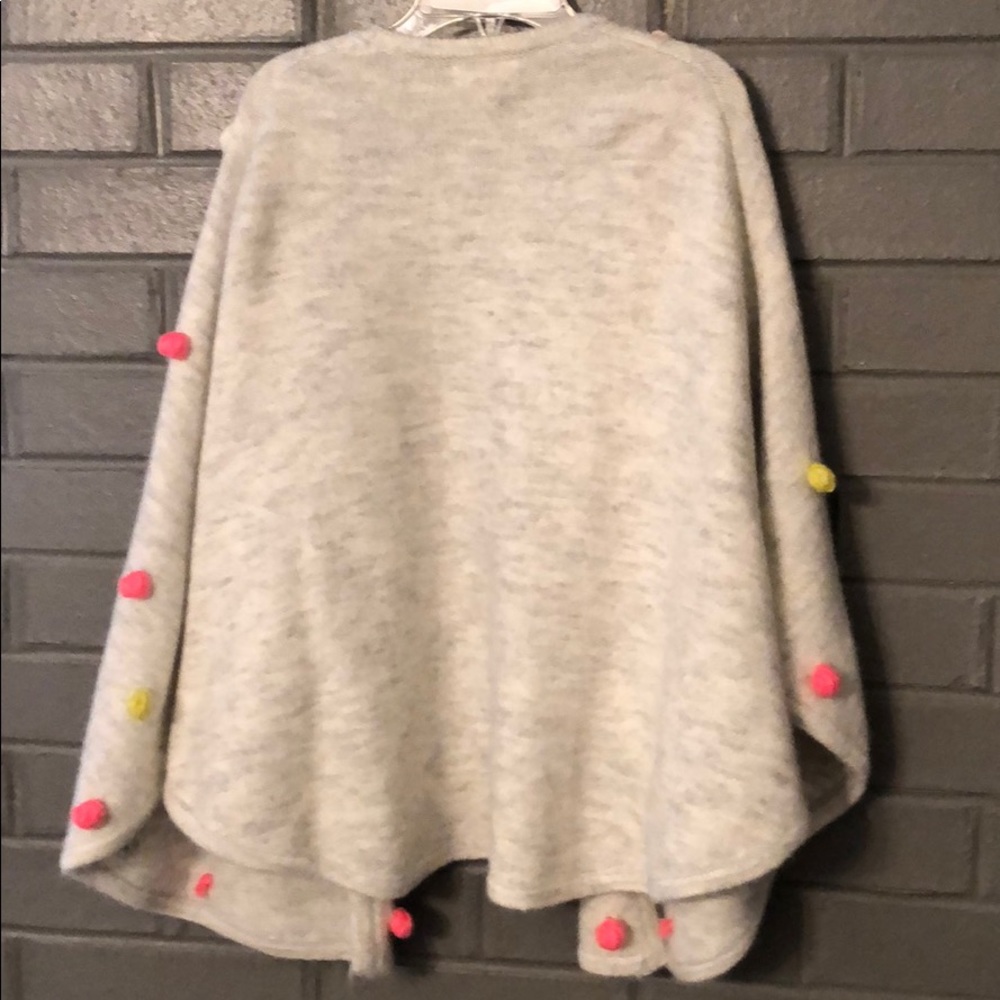 Cat & Jack poncho/wrap w/multi colored poms S/M - Picture 2 of 5